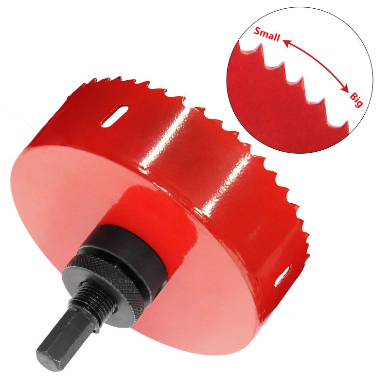 Luomorgo 4.5 inch Hole Saw, 1 1/4 inch Cutting Depth HSS Bi-Metal Hole Cutter for Wood Cornhole Boards Plastic Drywall & Metal Sheet - Image 5